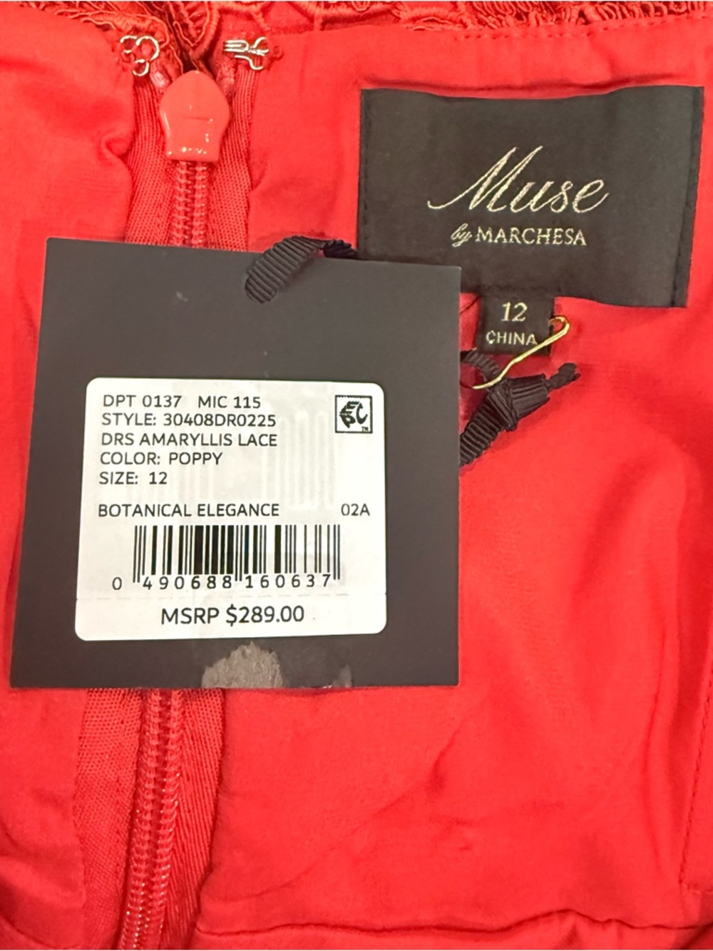 Muse by Marchesa Amaryllis Red Lace Peplum Midi Cocktail Dress Off Shoulder NWT - Picture 10 of 15